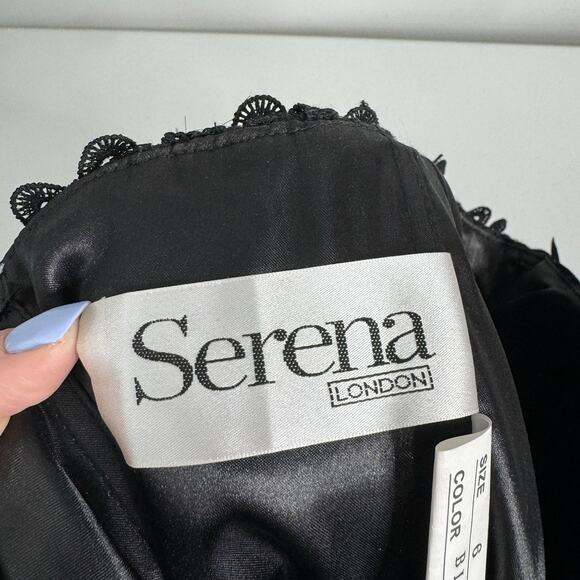 Serena London Dress Womens 6 Black Floral Lace Strapless Cocktail Evening Formal - Picture 7 of 12